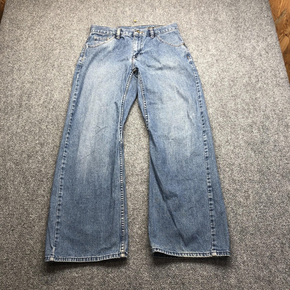 Y2K Volcom Jeans Mens 32x31 Light Wash Blue Relaxed Baggy Wide Leg Denim Pants